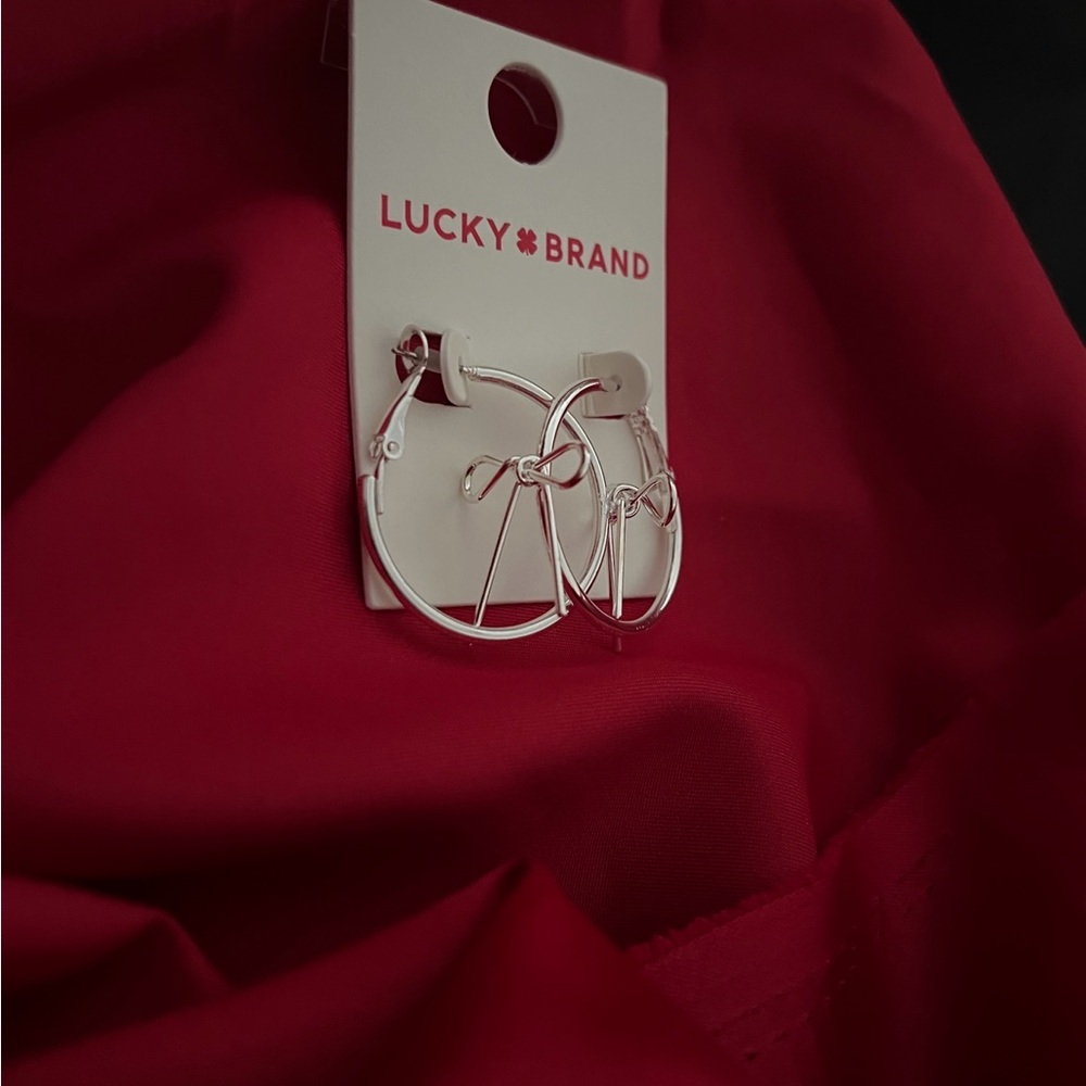 Lucky Brand Silver Hoop Knot Earrings